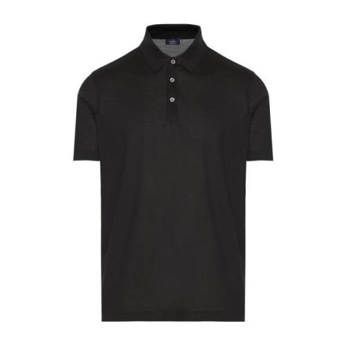 Luxe Zijden Polo Shirt Barba , Black , Heren