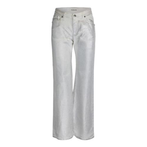 Metallic Finish Wide Trousers P.a.r.o.s.h. , Gray , Dames
