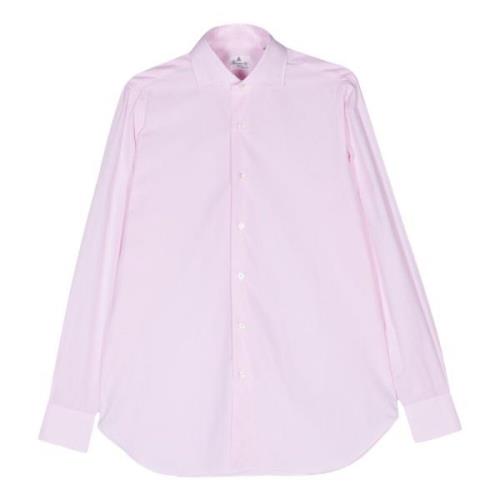 Italiaans Katoenen Overhemd Finamore , Pink , Heren