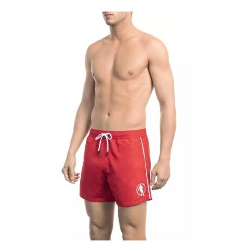 Rode Bedrukte Zwemshorts voor Vrouwen Bikkembergs , Red , Heren