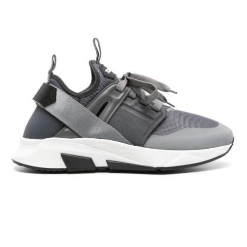 Leren en stoffen sneakers Tom Ford , Gray , Heren