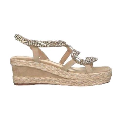 Beige Casual Damessandalen met Hemp Sole Alma EN Pena , Beige , Dames