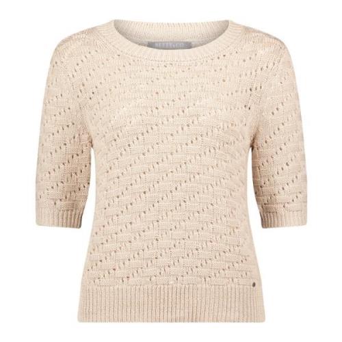 Statement Gebreide Trui met Ronde Hals Betty & Co , Beige , Dames