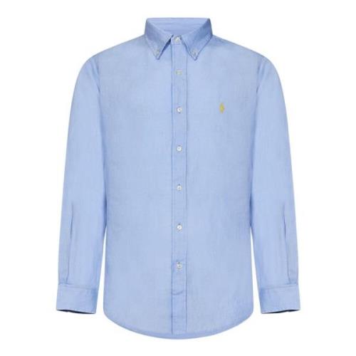Lichtblauwe Linnen Overhemd Button-Down Polo Ralph Lauren , Blue , Her...
