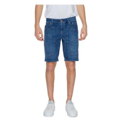 Blauwe Plain Shorts met Rits Sluiting Jeckerson , Blue , Heren