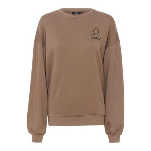 Qonradln Sweatshirt Walnoot Lounge Nine , Brown , Dames