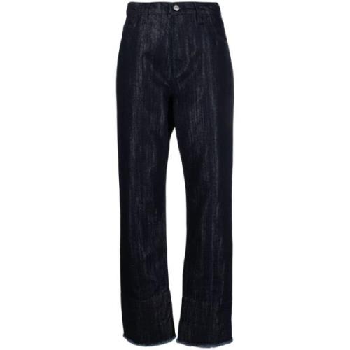 Navy Blue Wide Leg Denim Jeans Victoria Beckham , Blue , Dames