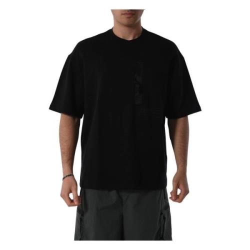 Katoenen T-shirt met Front Contrast Band Armani Exchange , Black , Her...