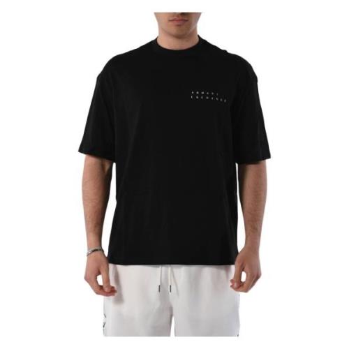 Katoenen T-shirt met borstlogo Armani Exchange , Black , Heren