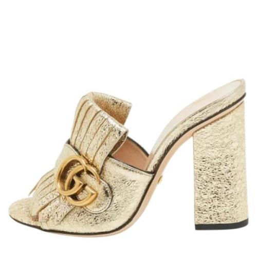 Pre-owned Leather sandals Gucci Vintage , Yellow , Dames