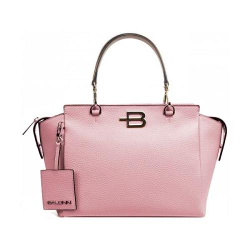 Leren handtas met ritssluiting Baldinini , Pink , Dames