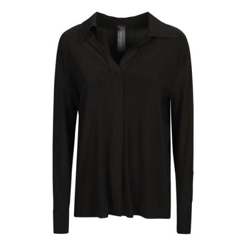 Casual Neck Shirt Norma Kamali , Black , Dames