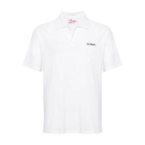 Wit Terry-Cloth Effect Polo T-shirt MC2 Saint Barth , White , Heren