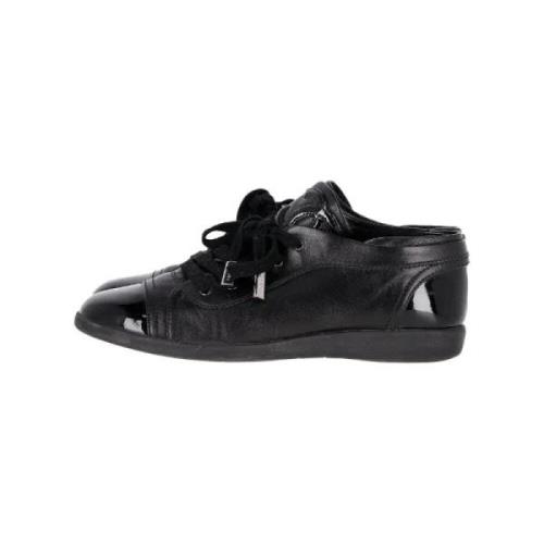 Pre-owned Leather sneakers Chanel Vintage , Black , Dames