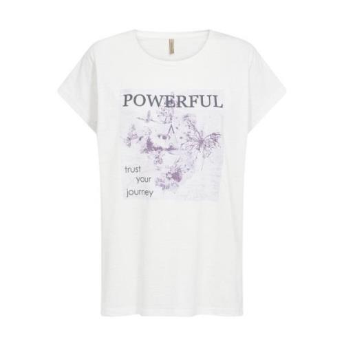 Casual T-shirt met Leuke Print Soyaconcept , White , Dames