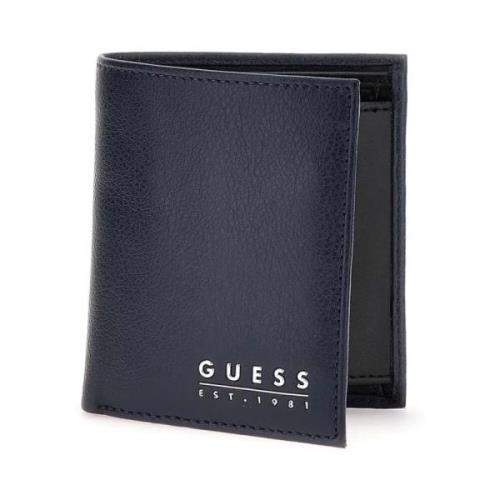 Natuurlijke leren portemonnee Fidenza - jeans Guess , Black , Heren