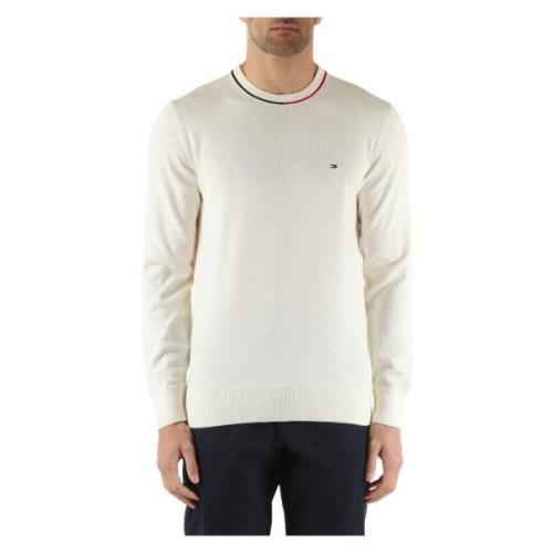 Katoenen crewneck trui met logo borduurwerk Tommy Hilfiger , Beige , H...