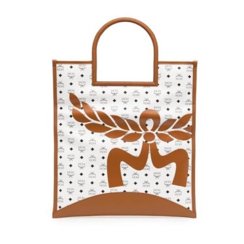 Canvas Leren Trim Tote Tas MCM , Multicolor , Heren