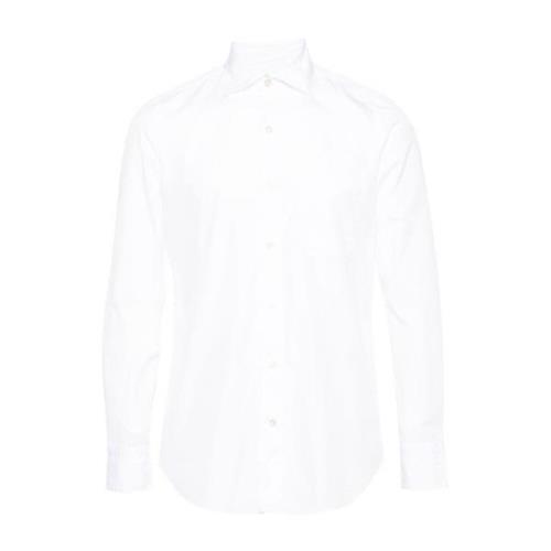 Witte Katoenen Overhemd Spreidkraag Finamore , White , Heren