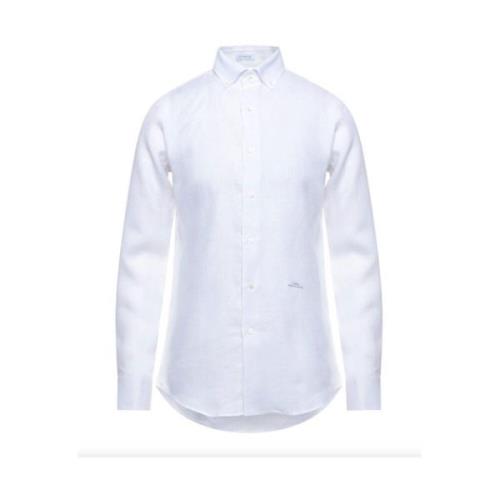 Witte Linnen Overhemd met Lange Mouwen Malo , White , Heren
