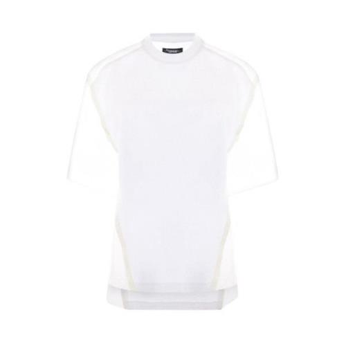 Witte T-shirt met Chiffon Inzetstukken Undercover , White , Dames
