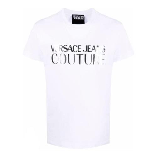 Witte Korte Mouw Logo T-shirt Versace Jeans Couture , White , Heren
