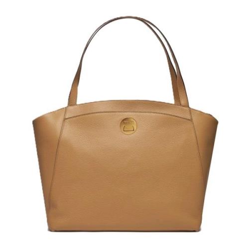 Tote tas met zigzagpatroon en gouden logo Coccinelle , Brown , Dames