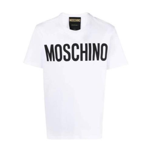 Logo Print Biologisch Katoen T-shirt Moschino , White , Heren