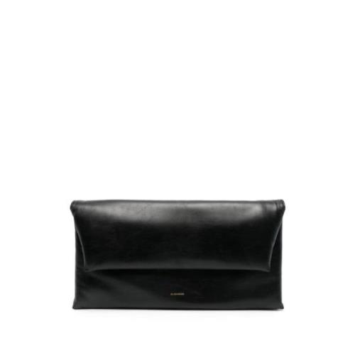 Zwarte Leren Rechthoekige Tas Jil Sander , Black , Dames