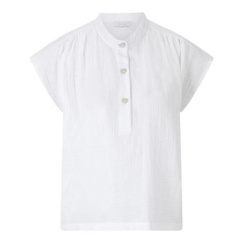 Katoen Musselin Mix T-Shirt Vrouwen Rich & Royal , White , Dames