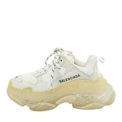 Pre-owned Leather sneakers Balenciaga Vintage , White , Dames