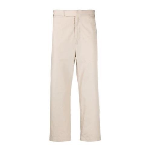 Beige Straight Leg Katoenen Broek Thom Browne , Beige , Heren