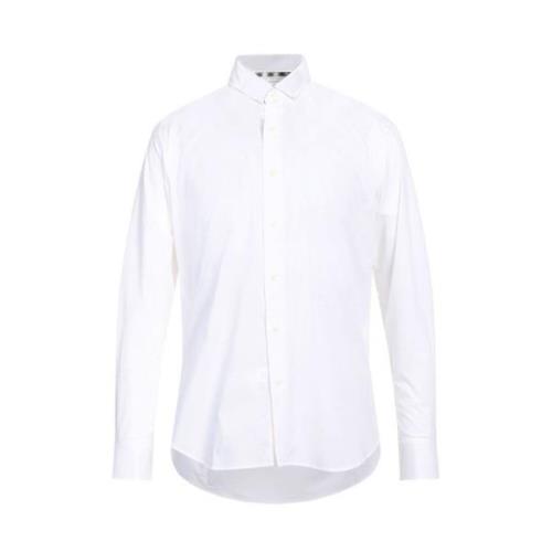 Witte Katoenen Overhemd Regular Fit Geborduurd Aquascutum , White , He...