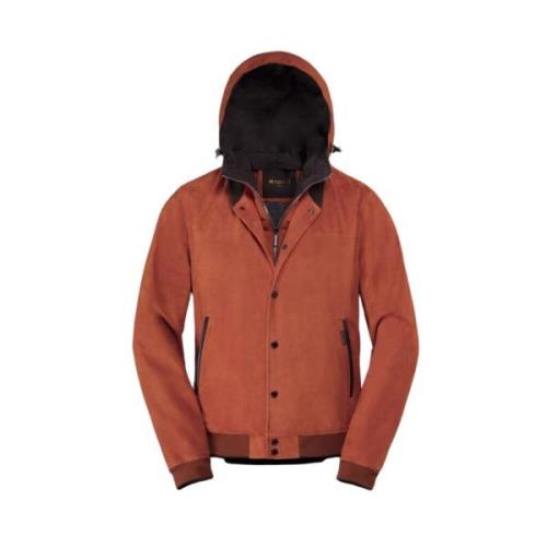 Suede College Bomber Jacket Moorer , Orange , Heren