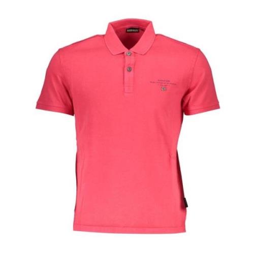 Roze Geborduurd Poloshirt Napapijri , Pink , Heren