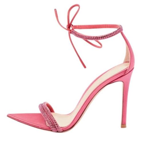 Pre-owned Satin sandals Gianvito Rossi Pre-owned , Pink , Dames