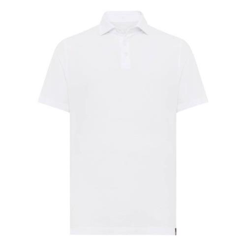Katoen Crepe Jersey Polo Shirt Boggi Milano , White , Heren