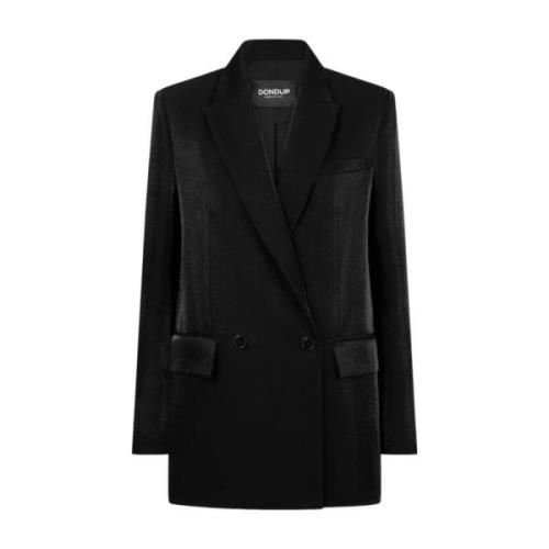 Zwart Wol Double-Breasted Blazer Dondup , Black , Dames