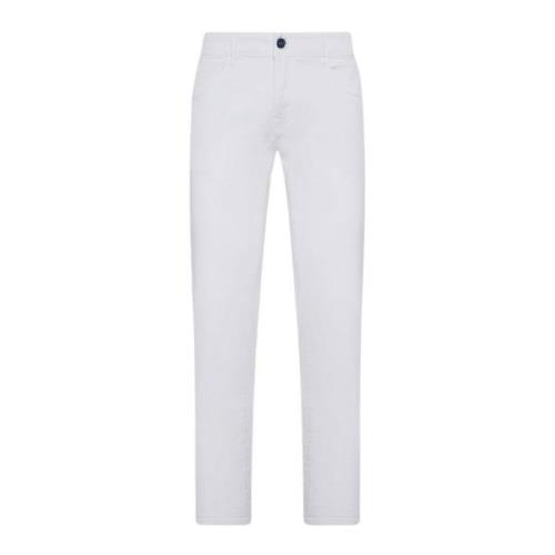 Slim Fit Witte Denim Jeans Kiton , White , Heren