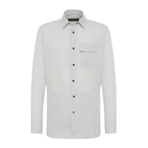 Linnen overshirt met drukknopen Kiton , Gray , Heren