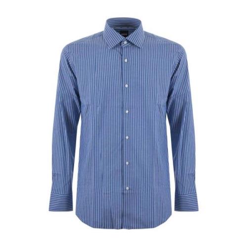 Blauw Gestreept Katoenen Overhemd Slim Fit Boss , Multicolor , Heren