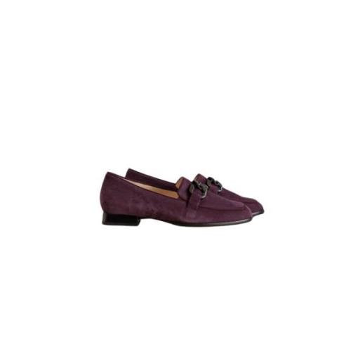 Paarse Suède Loafers met Kettingdetail Hassia , Purple , Dames