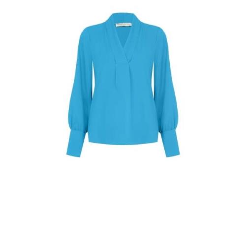 Satijnen blouse met pofmouwen Rinascimento , Blue , Dames