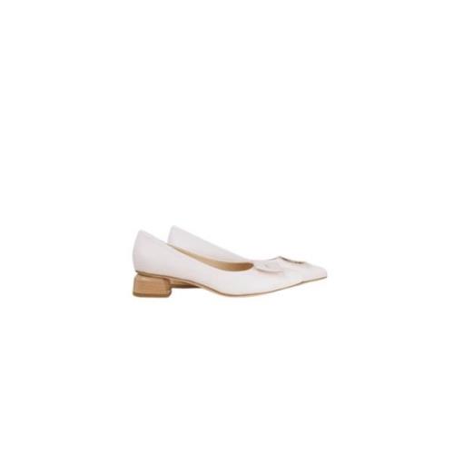 Witte puntige neus leren pump Brunate , White , Dames