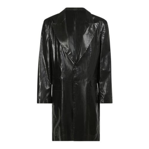 Glanzende Leren Jas met V-hals MM6 Maison Margiela , Black , Dames