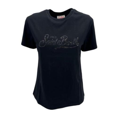 Zwart T-shirt met strass detail MC2 Saint Barth , Black , Dames