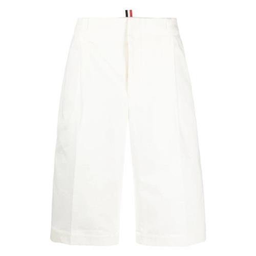 Witte katoenen weefsel serge shorts Thom Browne , White , Heren