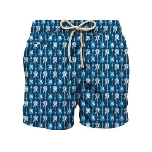 Zwembroek met Gitaarprint Saint Barth , Blue , Heren