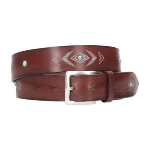 Bruin Leren Riem met Multicolor Details Orciani , Brown , Heren