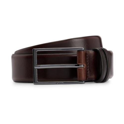 Elegante Leren Riem Carmello Hugo Boss , Brown , Heren